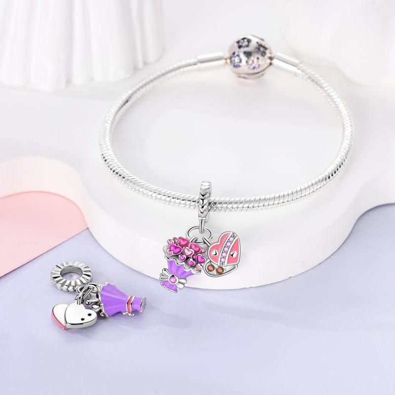 MULA 925 Sterling Silver Charms for Bracelets and Necklaces Lipstick and Bag Dangle Pendants Tower Camera Beads Jewelry Charms for Women - Image 1